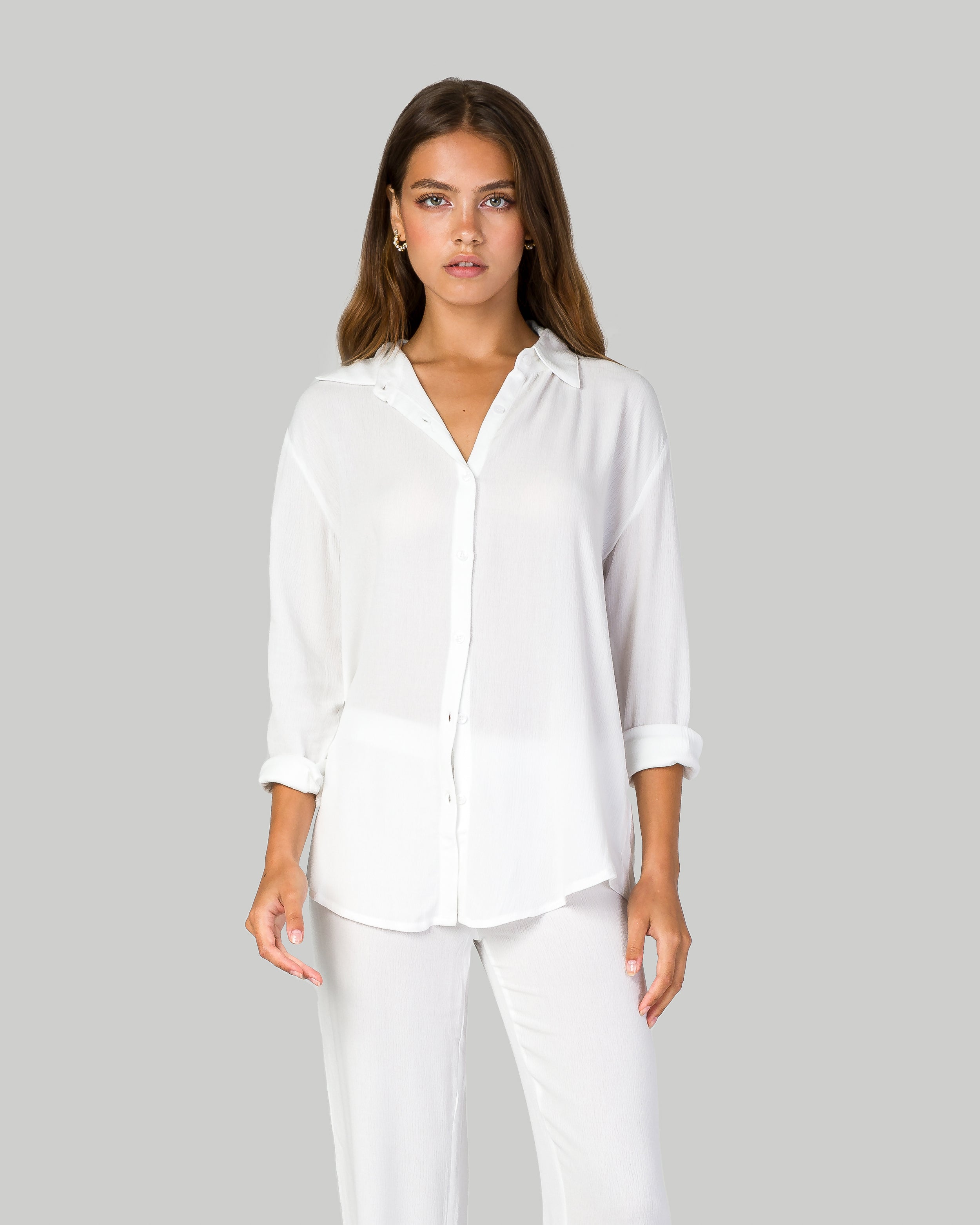 Flowy Oversized Shirt - Off White Kino Clothing Flowy Oversized Shirt - Off White Kino Clothing