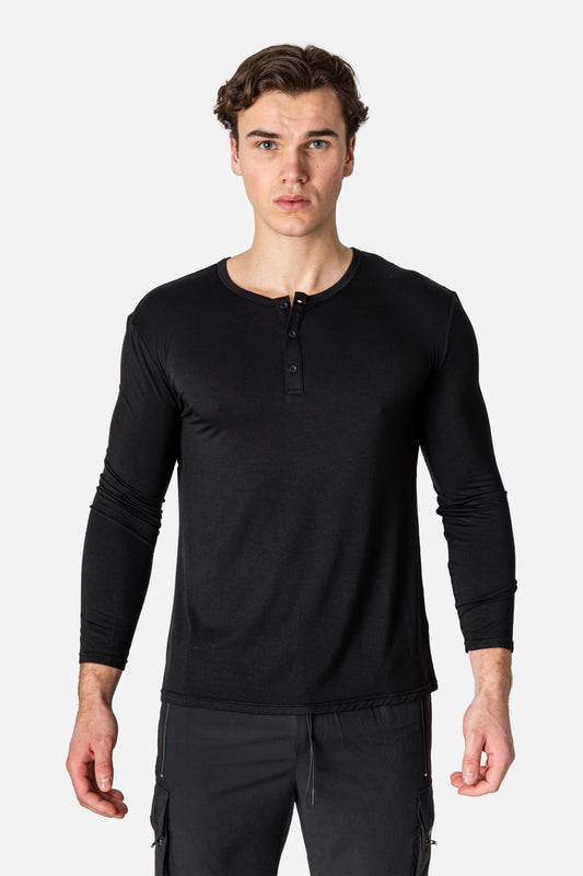 Bamboo Henley L/S (Black)