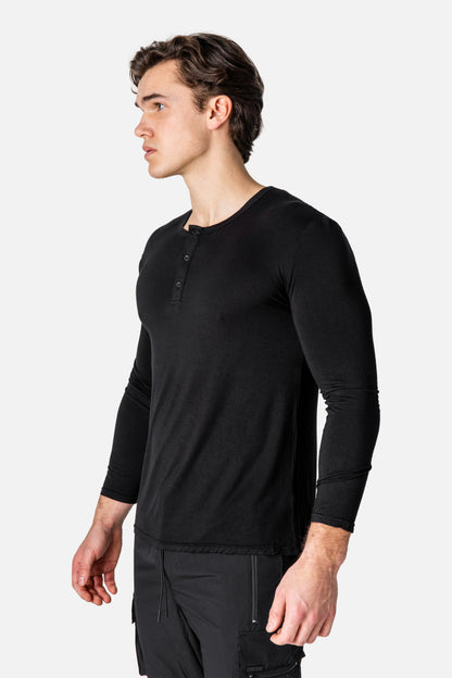 Bamboo Henley L/S (Black)