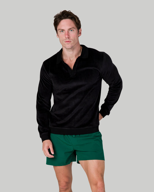 Super Soft Long Sleeve Polo - Black