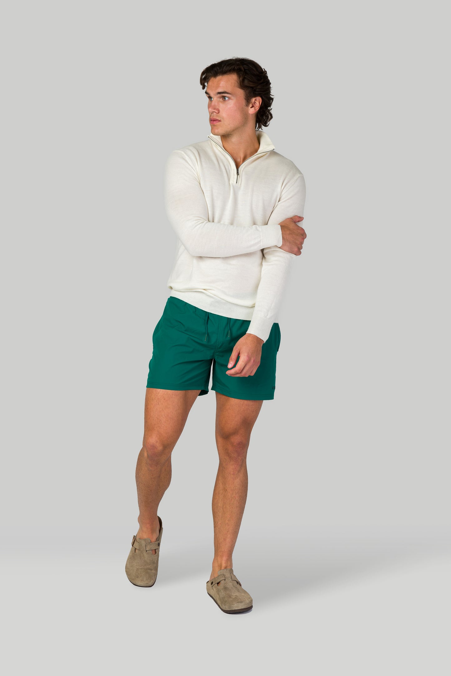 Zip Up Long Sleeve Sweatshirt - White (SIZE DOWN)