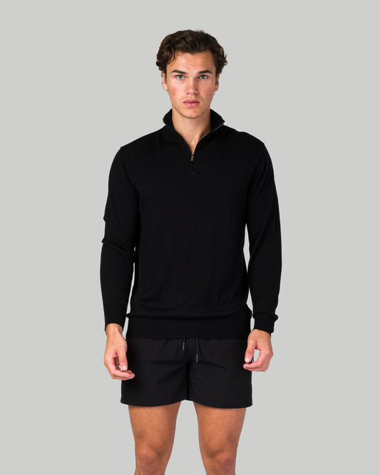 Zip Up Long Sleeve Sweatshirt - Black (SIZE DOWN)