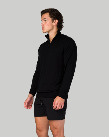 Zip Up Long Sleeve Sweatshirt - Black (SIZE DOWN)