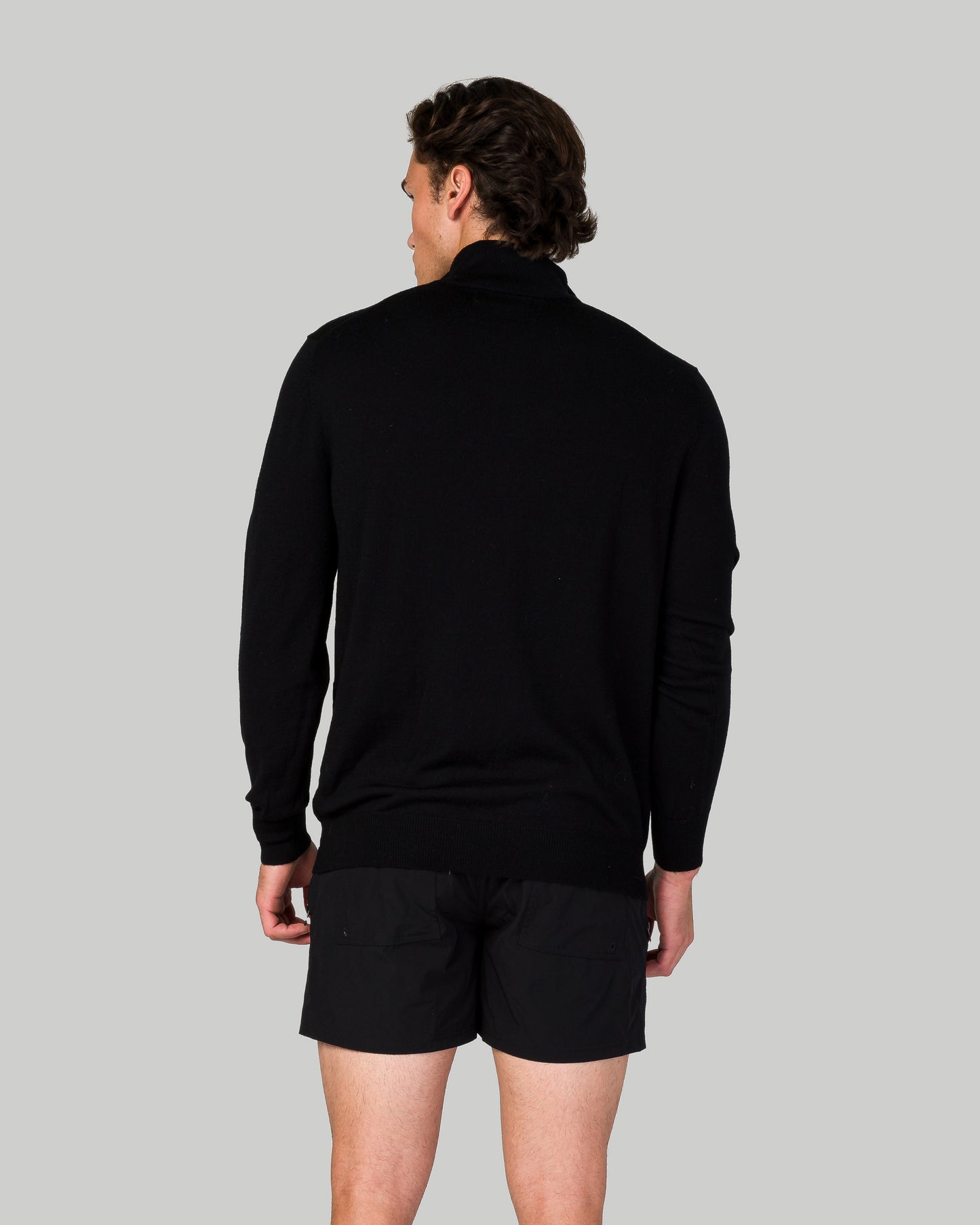 Zip Up Long Sleeve Sweatshirt - Black (SIZE DOWN)