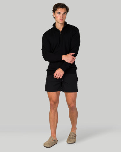 Zip Up Long Sleeve Sweatshirt - Black (SIZE DOWN)