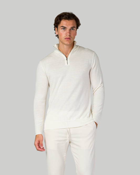 Zip Up Long Sleeve Sweatshirt - White (SIZE DOWN)