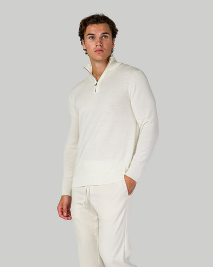 Zip Up Long Sleeve Sweatshirt - White (SIZE DOWN)