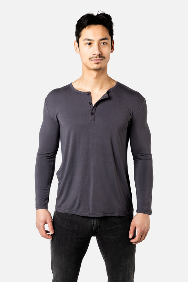 Bamboo Henley L/S (Charcoal)