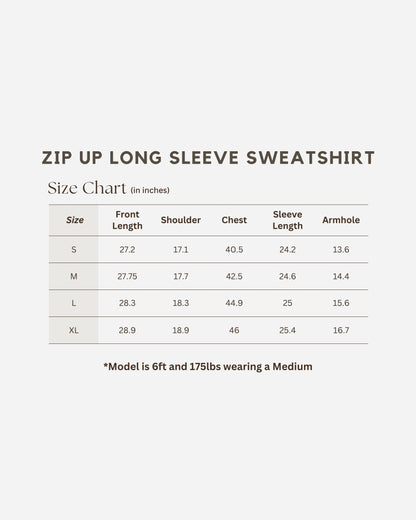 Zip Up Long Sleeve Sweatshirt - White (SIZE DOWN)